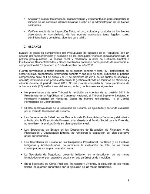 informe de rendicion de cuentas del sector público de honduras ...