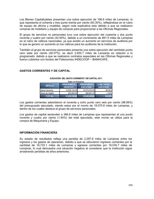 informe de rendicion de cuentas del sector público de honduras ...