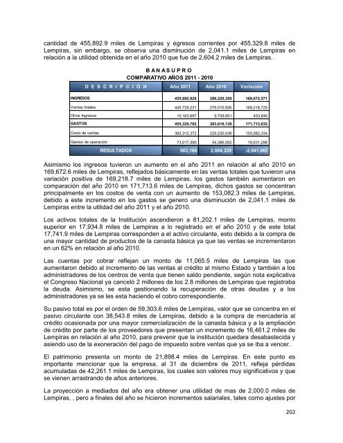 informe de rendicion de cuentas del sector público de honduras ...