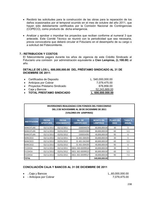 informe de rendicion de cuentas del sector público de honduras ...