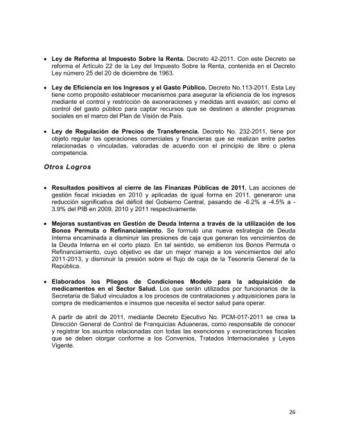 informe de rendicion de cuentas del sector público de honduras ...