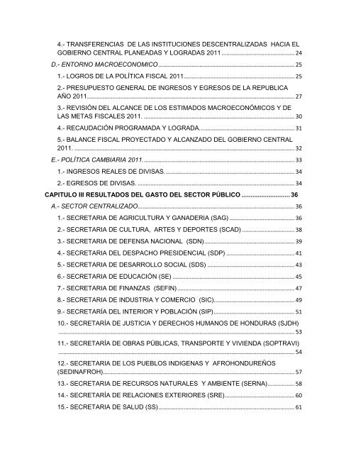 informe de rendicion de cuentas del sector público de honduras ...