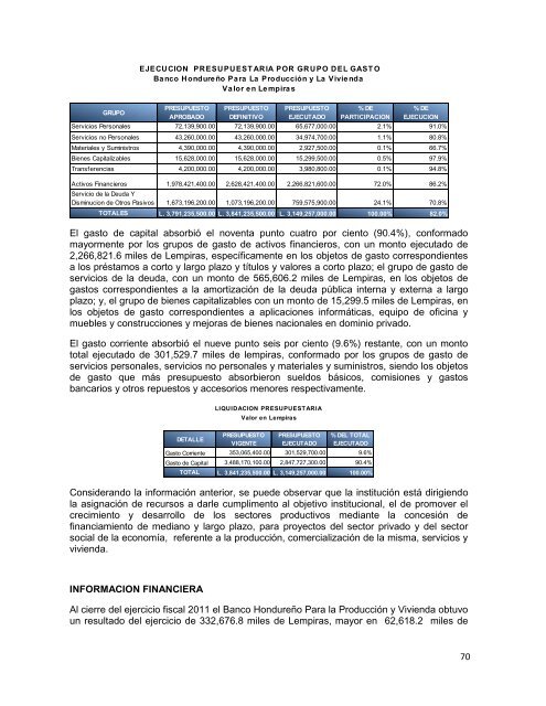 informe de rendicion de cuentas del sector público de honduras ...