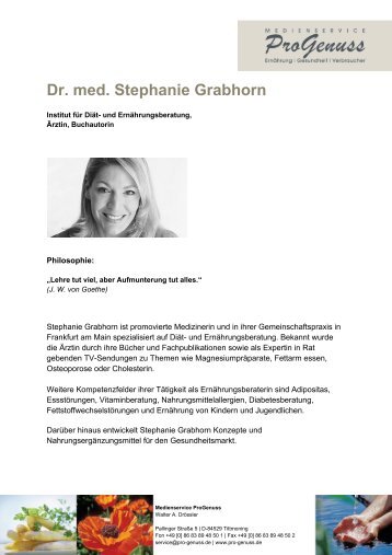 Dr. med. Stephanie Grabhorn - Medienservice ProGenuss