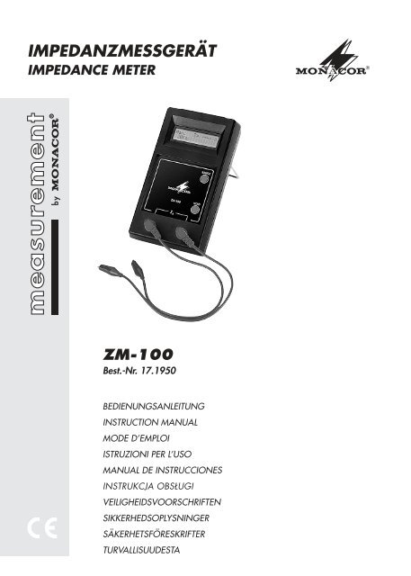 Notices d'utilisation (ZM100) - Monacor
