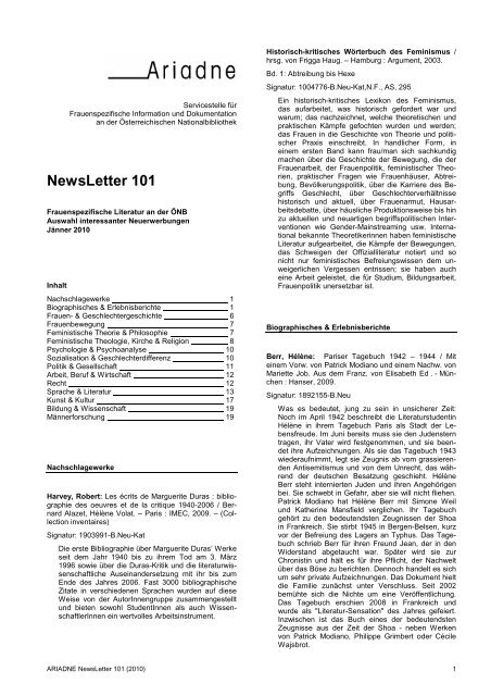 NewsLetter 101 - Österreichische Nationalbibliothek