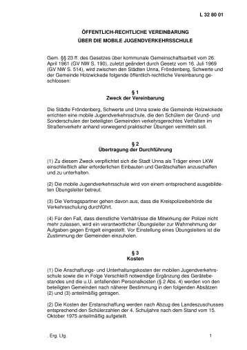 Öffentlich-rechtliche Vereinbarung Verkehrsschule - Gemeinde ...