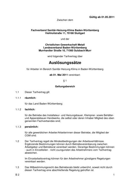 Auslösungssätze - Fachverband Sanitär Heizung Klima Baden ...