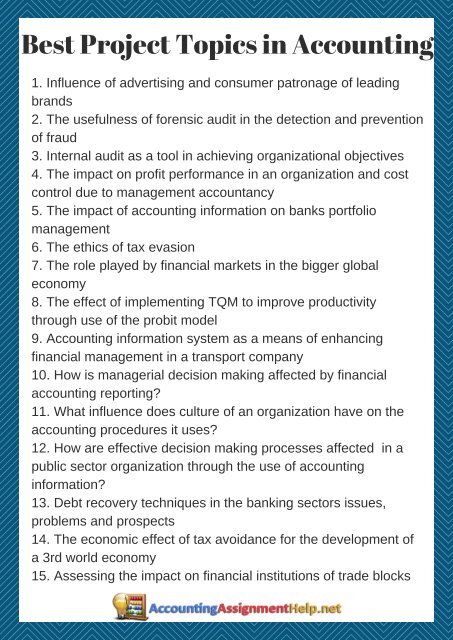 Best Project Topics in Accounting