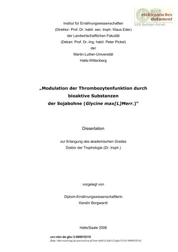 „Modulation der Thrombozytenfunktion durch bioaktive Substanzen ...