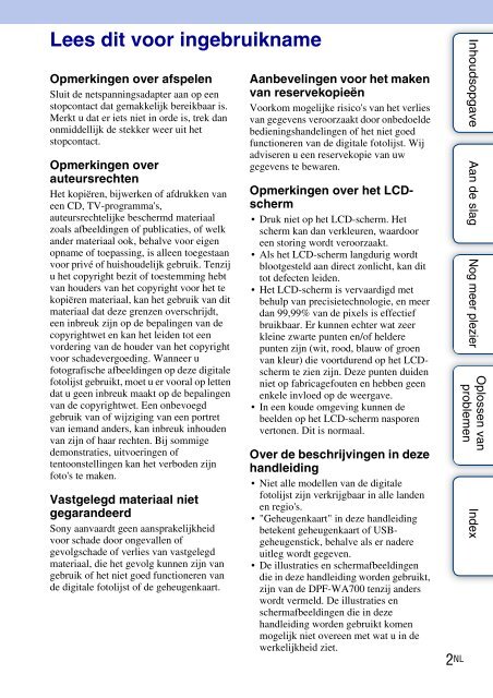 Sony DPF-W700 - DPF-W700 Consignes d&rsquo;utilisation N&eacute;erlandais
