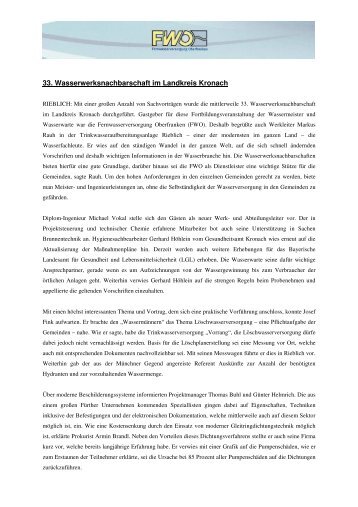 33. Wasserwerksnachbarschaft im Landkreis Kronach