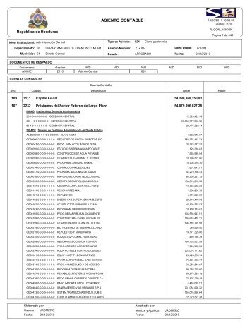 ASIENTO CONTABLE - Secretaría de Finanzas