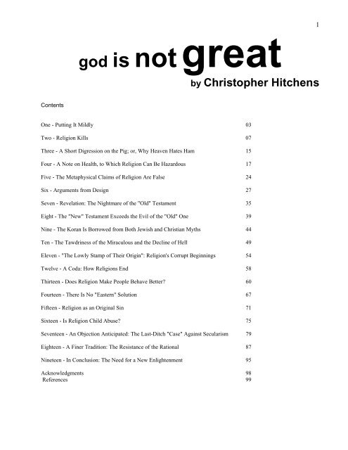 God Is Notgreat By Christopher Hitchens