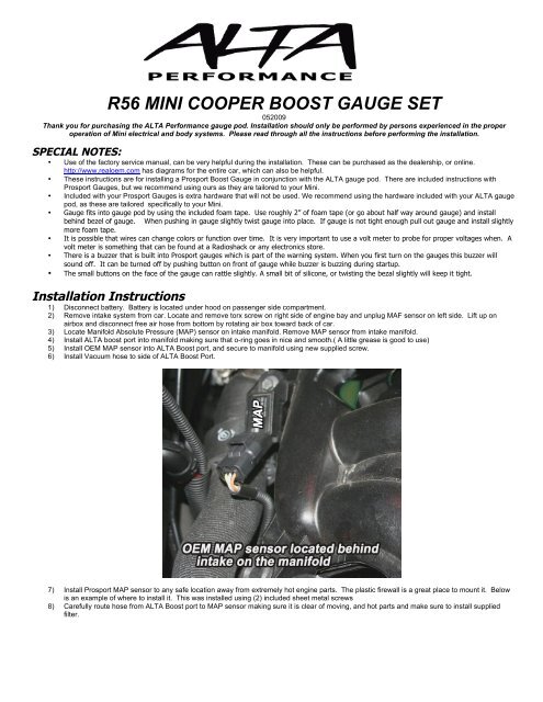 R56 MINI COOPER BOOST GAUGE SET ALTA Performance