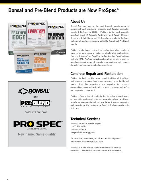 Concrete Repair Systems www.prospec.com - eBuild