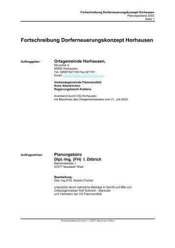 Fortschreibung Dorferneuerungskonzept Horhausen