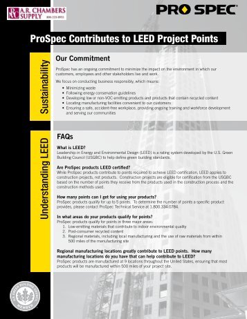 ProSpec Contributes To LEED Project Points - AR Chambers Supply