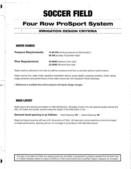 Soccer Field Irrigation System Design - K-Rain
