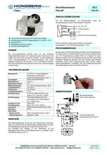 Durchflussmesser 52.2. Flex-XF - Honsberg