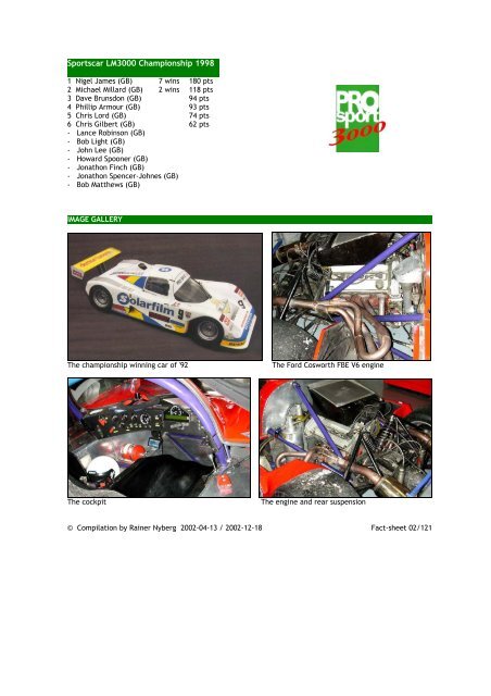 1992 Pro-Sport 3000 - Motorsports Almanac
