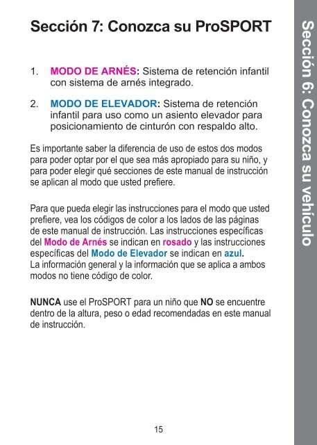 Manual de Instrucciones del ProSPORT - Recaro