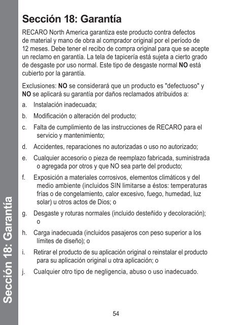 Manual de Instrucciones del ProSPORT - Recaro