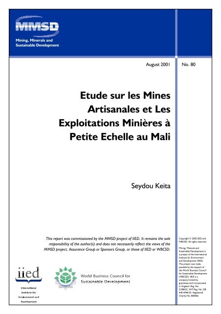 Etude sur les Mines Artisanales et Les Exploitations Minières à ...