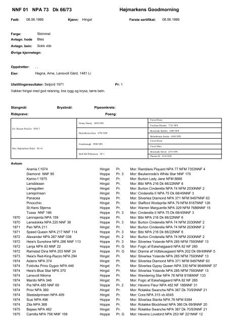 Højmarkens Goodmorning NNF 01 NPA 73 Dk 66/73