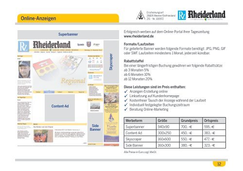 Preisliste Nr. 47 / Mediadaten - Rheiderland Zeitung