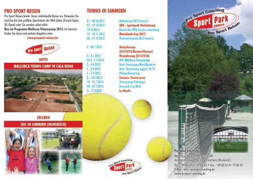 PRO SPORT REISEN TENNIS IN SIMMERN - Sportpark-Simmern