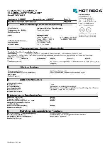 EG-SICHERHEITSDATENBLATT EC-MATERIAL SAFETY ... -  Hotrega