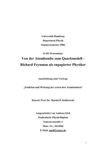 Richard Feynman als engagierter Physiker - Universität Hamburg