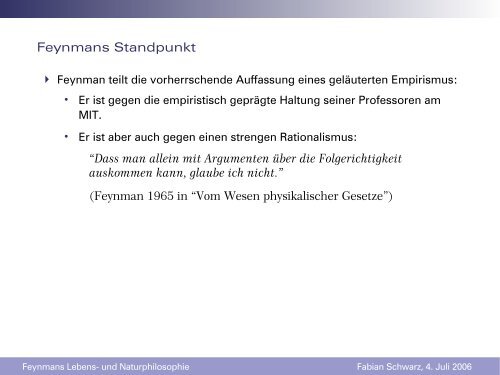 Feynmans Lebens- und Naturphilosophie