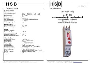 Zeitrelais anzugsverzögert - impulsgebend - HSB Industrieelektronik