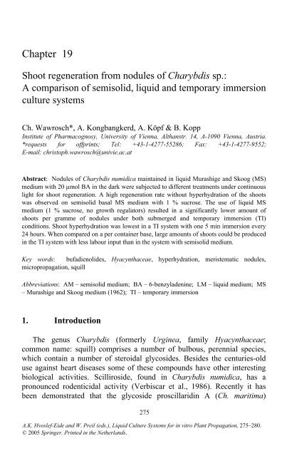Liquid Culture Systems for in vitro Plant Propagation