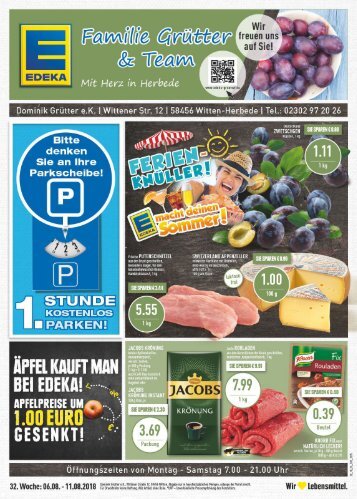 EDEKA Grütter Angebote vom 6. bis zum 11.08.2018