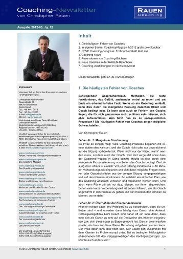 Coaching-Newsletter von Christopher Rauen