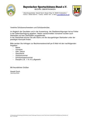 Bayerischer Sportschützen-Bund e.V. - BSSB Bezirk Oberfranken