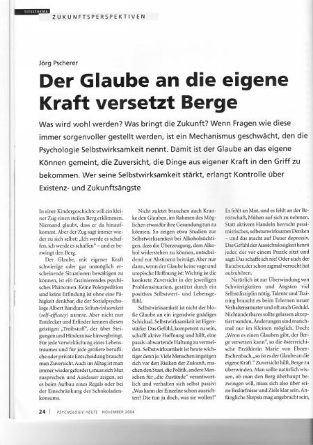 Page 1 Jürg Pscherer Der Glaube an die eigene Kraft versetzt Berge ...