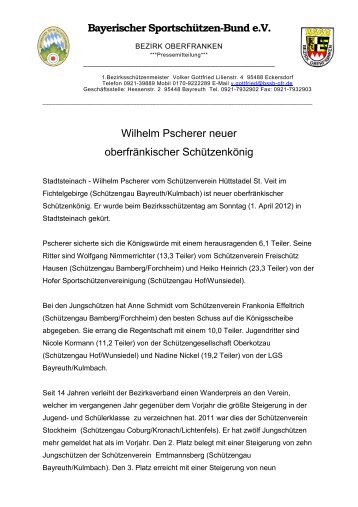 Bayerischer Sportschützen-Bund e.V. Wilhelm Pscherer neuer ...