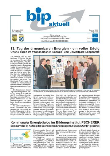 13. Tag der erneuerbaren Energien - Bildungsinstitut PSCHERER ...