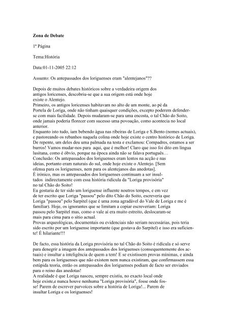 Doutor de Albarda Britosco - Os antepassados dos loriguenses eram atrasados mentais ????!! 