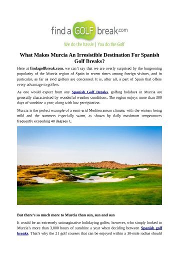 What Makes Murcia An Irresistible Destination For Spanish Golf Breaks?