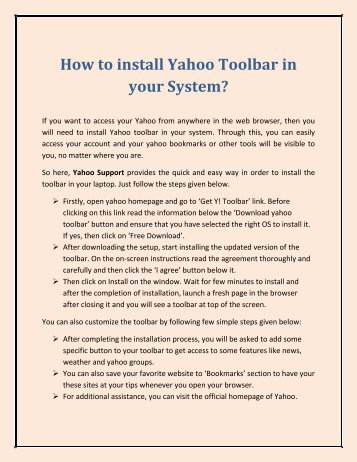 How to install Yahoo Toolbar in your System