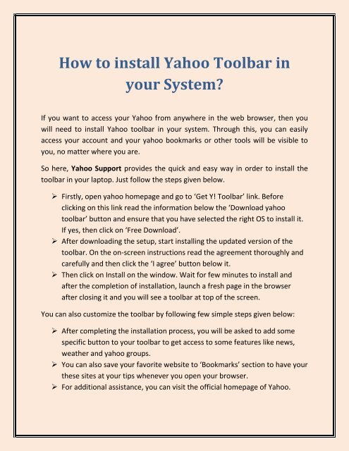 How to install Yahoo Toolbar in your System?