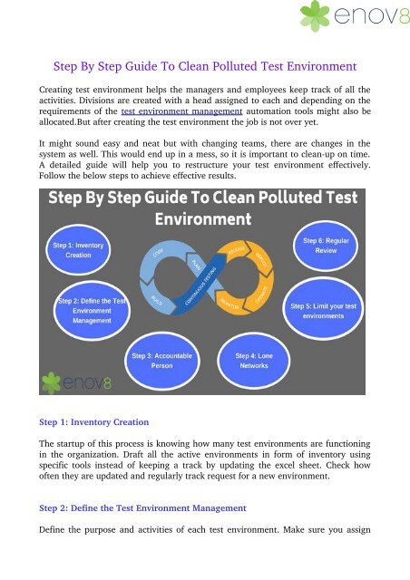 Step By Step Guide To Clean Polluted Test Environment