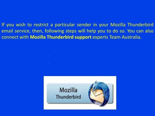 How to restrict emails in Mozilla Thunderbird