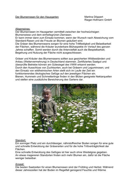 Der Blumenrasen für den Hausgarten Martina Döppert Rieger ...