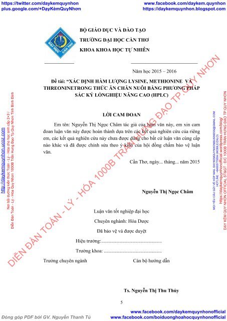 XÁC ĐỊNH HÀM LƯỢNG LYSINE, METHIONINE VÀ THREONINE TRONG THỨC ĂN CHĂN NUÔI BẰNG PHƯƠNG PHÁP SẮC KÝ LỎNG HIỆU NĂNG CAO (HPLC)